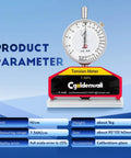 High Precision Silk Screen Printing Tension Meter And Force Tester For Silk Print Projects Pro Grade Build With Quick Readouts In Newtons From 7 To 36N And Shock Absorber To Minimize Vibration And Deliver Real World Accurate Tension Measurement. Dial tension meter, 95x115x40mm, N/cm, for silk screen mesh testing.