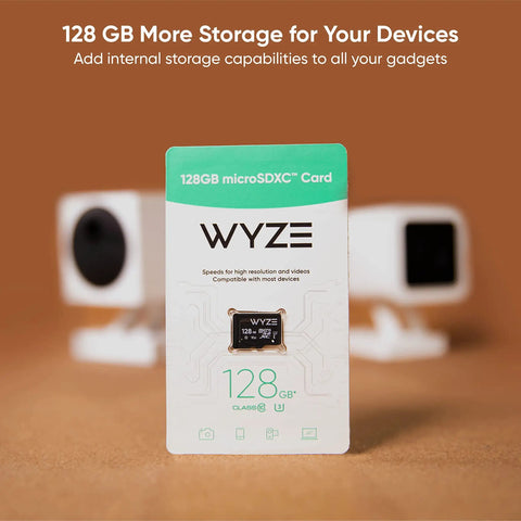 128GB MicroSDXC Card Class 10 U3 Expandable Storage for Security Cameras and Dash Cams packaging displayed