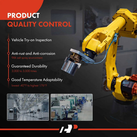Quality control inspection process with robotic arm and manufacturing facility overview