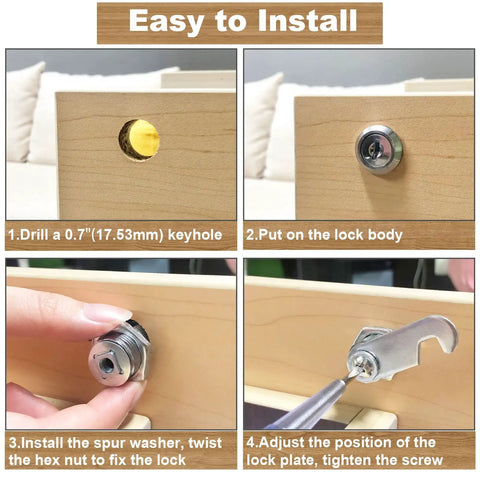 Keyed Alike 1 Pack Cam Lock With Keys Five Eighth Inch For Cabinets Drawers Mailboxes RV Storage And File Cabinets Chrome Plated Zinc Alloy Waterproof Rust Proof Lock Replacement Kit