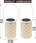 Solar Powered Outdoor Lanterns Waterproof White Table Lanterns Set Of 2 with dimensions, 12 inch height, 4.3 inch width.