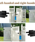 Rock Solid Heavy Duty Double Sided Gate Latch With Handles Black Aluminum Fence Lock for backyard gates with mounting details.