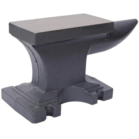 Heavy Duty Cast Iron Anvil With Single Horn And Stable Base For Blacksmiths, Pro Grade Tool, angled view, polished surface.