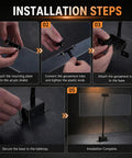 Installation steps for Battle Ready Adjustable Bench Grinder Shield Built For Tight Clearance with clear acrylic shield.