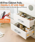 2 Pack 5.7 Inch Peel And Stick Cabinet Handles No Drill Stick On Pull Handles For Closet Drawer Fridge With Strong Adhesive And Rust Resistant Aluminum Grip Silver installed on white drawers