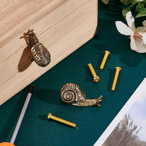 Brass Snail Cabinet Knobs Set Gold Animal Drawer Knobs With Screws Vintage Retro Vibe Single Hole Dresser Pull Handles