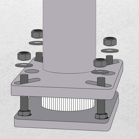 Exploded view of maXpeedingrods axle bearing puller with 40mm bearing driver and ABS tone ring tool, bolts and washers.