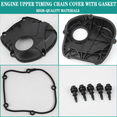 Engine Upper Timing Chain Cover With Gasket For 2008 2017 Audi A3 A4 A5 A6 Q5 TT And VW Beetle CC EOS Golf GTI Jetta Passat Tiguan Black Replacement