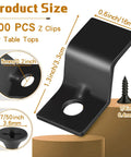 Garage Quality Heavy Duty Table Top Fasteners And Z Clips 100 Set With Screws Solid Steel Z-clips size illustration and dimensions.