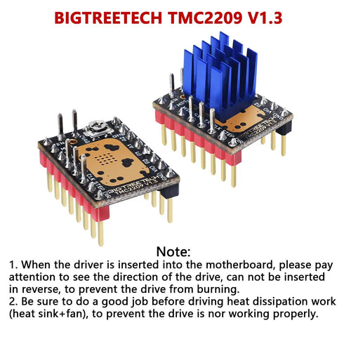 TMC2209 V1.3 UART Stepper Motor Driver with blue heatsink, designed for Manta M8P and Octopus control boards