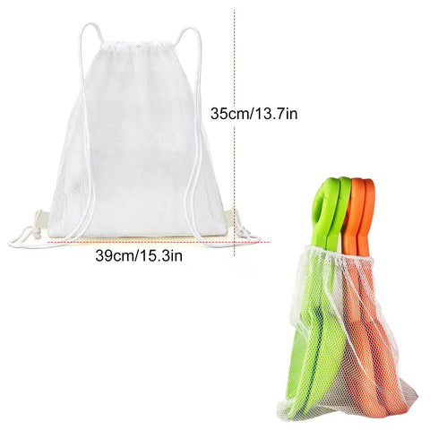 Large Beach Sand Toy Set with two shovels and two rakes in mesh bag 16.5 inch heavy duty plastic four piece kit for kids and parents
