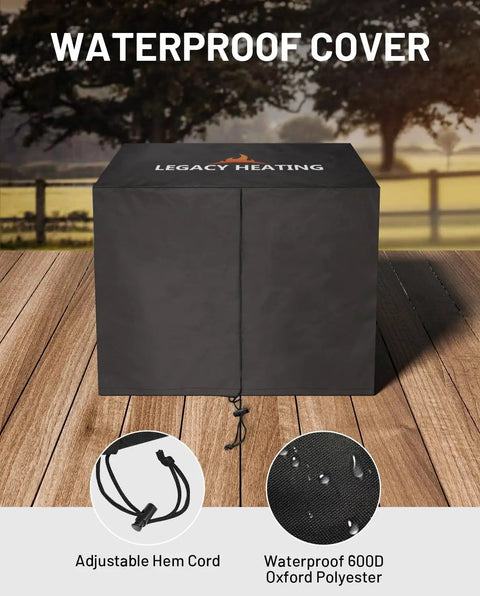 Black waterproof cover for Portable 35 Inch Smokeless Fire Pit For Outdoors With Carry Handle Stainless Steel Pellet Fire Pit