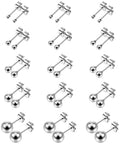 15 Pairs Ball Stud Earrings Set 2mm To 6mm Stainless Steel Hypoallergenic Nickel Free Simple Everyday Studs For Women Great Gift Idea Multisize Earring Set With Silver Finish, 5 sizes