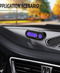 Meanlin Measure digital dashboard clock and temperature display, black with purple backlit LCD, mounted on car dash (pack of 2)