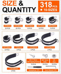 Pro Grade Cable And Pipe Clamps Kit With 304 Stainless Cushioned Clamps In 10 Sizes From Quarter Inch To One And A Half Inch Includes Screws