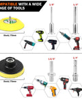 All In One 3 Inch Sanding Disc Polishing Kit with drill compatibility and various adapters displayed.