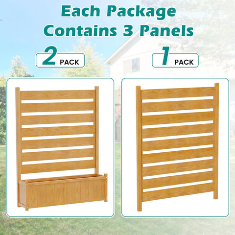 Freestanding Outdoor Privacy Screen Panel With Planter Box For AC Units And Trash Cans, 36 Inch Wide And 45 Inch High, No Dig Kit