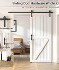 Heavy Duty Sliding Barn Door Hardware Kit With 6 Ft Track, Floor Guide And Pull Handle Set For 34 To 36 Inch Doors installed view