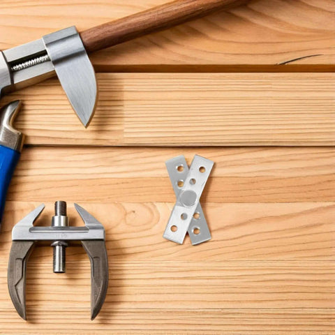 2 Pack Stainless Steel Hidden Pivot Hinges With 360 Degree Rotation for hidden doors, wooden panels, and tools on a table