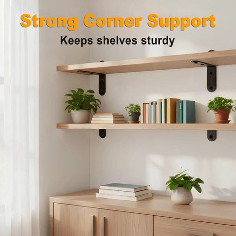 24 Pack Stainless Steel L Brackets Heavy Duty Corner Braces for holding wood shelves with books and plants