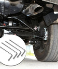 Heavy Duty Car Exhaust Hanger Rods Kit With 90 Degree Bend Carbon Steel Muffler Weld In Brackets Rustproof Zinc Coated Universal Fit For Most Vehicles Stops Vibration Keeps Ride Smooth No More Rattling, installed undercarriage view