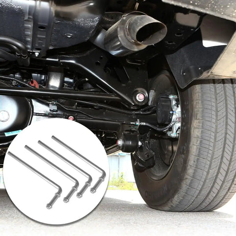 Heavy Duty Car Exhaust Hanger Rods Kit With 90 Degree Bend Carbon Steel Muffler Weld In Brackets Rustproof Zinc Coated Universal Fit For Most Vehicles Stops Vibration Keeps Ride Smooth No More Rattling, installed undercarriage view