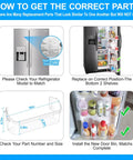 Image showing refrigerator installation steps for Upgraded Refrigerator Door Bin Shelf Replacement For Side Shelf Rack Parts.