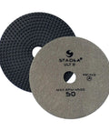 Front view of Pro Grade 7 Inch Diamond Polishing Pad Set For Marble Concrete Terrazzo And Granite Floors Wet Or Dry Polishing Grit 50