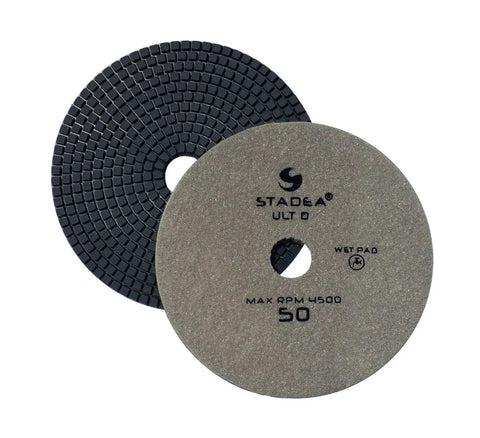 Front view of Pro Grade 7 Inch Diamond Polishing Pad Set For Marble Concrete Terrazzo And Granite Floors Wet Or Dry Polishing Grit 50