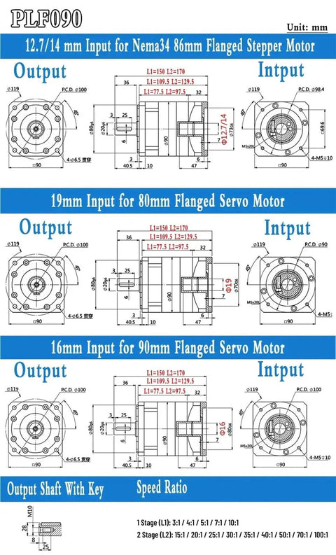 Heavy Duty Planetary Gearbox For 750W Servo Motor Equipped With 7 Arcmin Low Backlash Flange Mount No Vibes Worm And Spur Gear Reducer Killer Torque Transmission Unit Built Different For Factory Runs technical specifications diagram