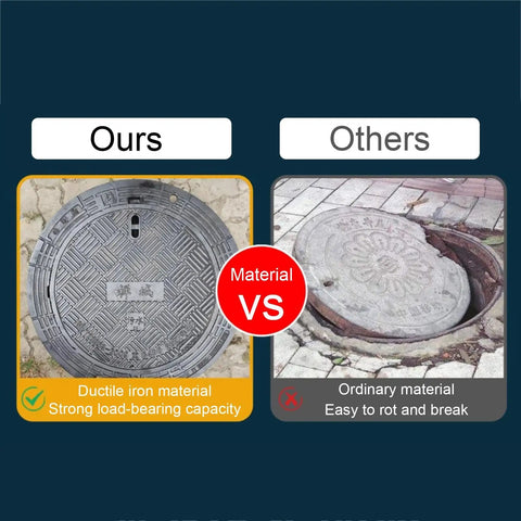 Comparison of Heavy Duty Cast Iron Manhole Cover And Lid For Septic Tanks B125 Class with Ordinary Material Cover