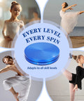 Front view of blue metal ballet turning disc board with non-slip surface for balance training and pirouette practice