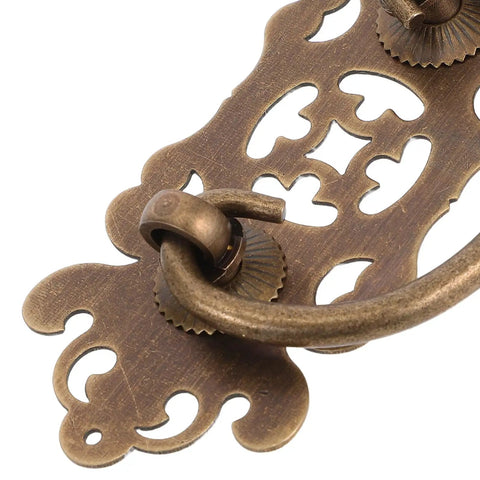 Old School Brass Drawer Pulls Set 2 Antique Cabinet Handles Small Retro Hollow Carved Brass Knobs for Dresser Restoration in satin brass