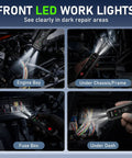 Heavy Duty V100 Auto Voltage Tester Pro For Cars And Trucks To Check Circuits Continuity Ground Polarity Plus One Way Overload Safe Power Probe Tool used in engine bay lighting up wires.