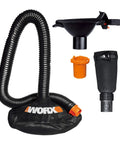 Universal Fit Leaf Collection System for Leaf Blowers and Vacuums, 5-Inch Tube, Mesh Hood, Components Displayed, WA4058