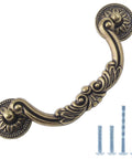 Antique Drop Bail Drawer Pulls Set Of 6 With 5 Inch Center To Center Holes And 6.4 Inch Overall Length Vintage Bronze Cabinet Handles
