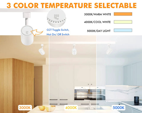 Lit White Halo Style LED Track Lighting Heads Pack Of 6, Dimmable 8W Output, CRI 90+ True Color Rendering, Color Temperature Toggle