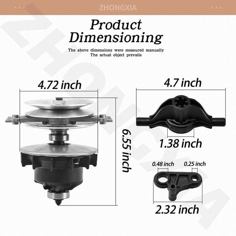Transmission Variation Kit GT79362 MIA12755 And Primary Pulley Kit GT79398 MIA13031 dimensions for John Deere lawn tractors.