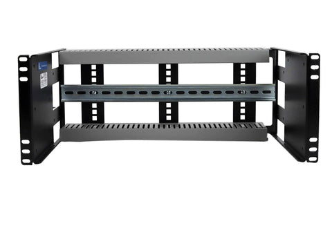 4U Rackmount DIN Rail Panel For 19 Inch Racks Heavy Duty 14 Gauge Steel Fits 2 Post 4 Post Cabinets Includes 17 Inch Wide DIN Rail