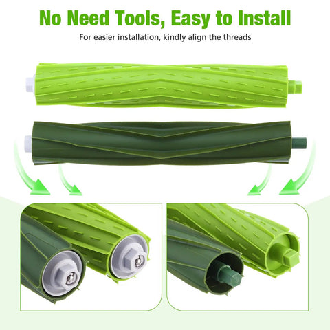 Compatible Roomba Replacement Parts Kit For E5 E6 E7 J7 i7 i7+ i6 i6+ i4 i3 i3+ i8 i8+ rubber roller brush installation guide