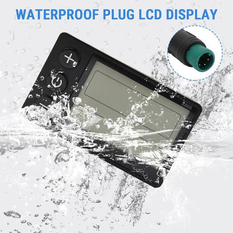 High Definition Electric LCD Display Meter For Ebike And Scooter 48V 5Pin ABS in waterproof environment, showing durability