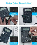 Battery Health Tester For AA AAA C D 9V And More Universal Battery Checker For 12 Types Of Batteries Household Batteries Status Readout Easy To Use Includes Welcome Guide And Lifetime Customer Support. 9V and CR123A battery testing demo