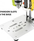 Expansion slots on Handy Portable Mini Benchtop Drill Press With Seven Speed Control For Metal Woodworking And Jewelry Making, B10 Chuck