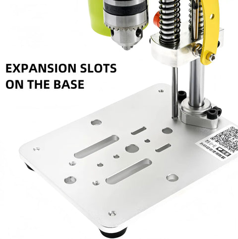 Expansion slots on Handy Portable Mini Benchtop Drill Press With Seven Speed Control For Metal Woodworking And Jewelry Making, B10 Chuck
