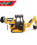 JCB Farm Tractor With Tracked Backhoe Loader 1:32 Scale Collectible Toy showing side view, die-cast metal and plastic, yellow color