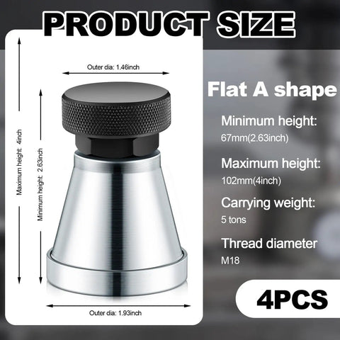 Heavy Duty Four Pack Adjustable Screw Jacks 2.63 to 3.93 Inch Range 5 Ton Capacity Machinist Jack Stands product size details