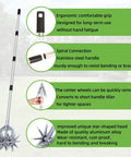 Rotary Cultivator For Your Garden With Adjustable Hand Tiller Detachable Solid Metal Tines 2 In 1 Manual Garden Cultivator For Loosening And Mixing Soil Great For Reseeding Grass 58 Inch Reach with features and detachable star-shaped head