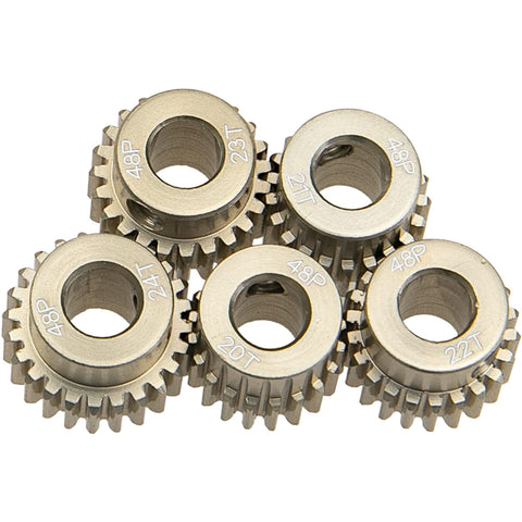 7075 Aluminum 48DP 5mm Pinion Gear Set With 20T 21T 22T 23T 24T Fits 5mm Shaft For One Tenth Scale RC Cars HPI Losi Axial Traxxas Tamiya 5 Pack Durable Aluminum Gears For Smooth Meshing