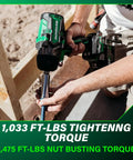 Person using 36V Cordless Brushless High Torque Half Inch Impact Wrench With Beast Mode Power on construction site
