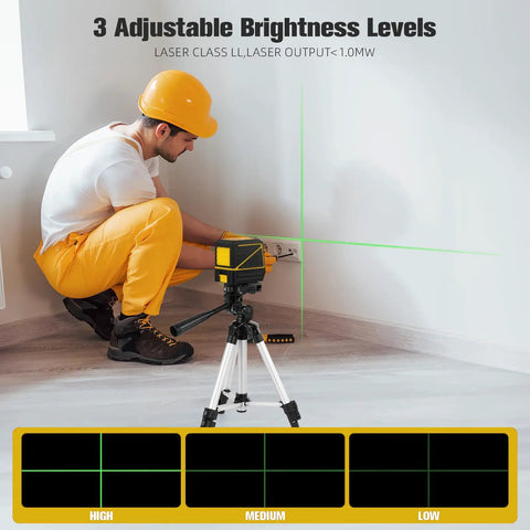 100Ft Green Cross Line Rotary Laser Level With Tripod, 360 Degree Horizontal And Vertical Lines, Self Leveling, Pulse Mode, IP54 Waterproof, Battery Included, indoor floor leveling with tripod